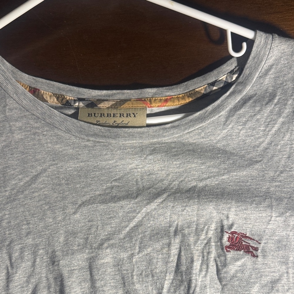 Burberry Light Gray Tee with Embroidered Logo